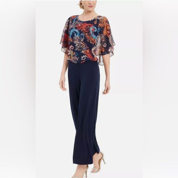Connected Apparel NWT Size 12P Navy Women's Jumpsuit - Picture 1 of 10